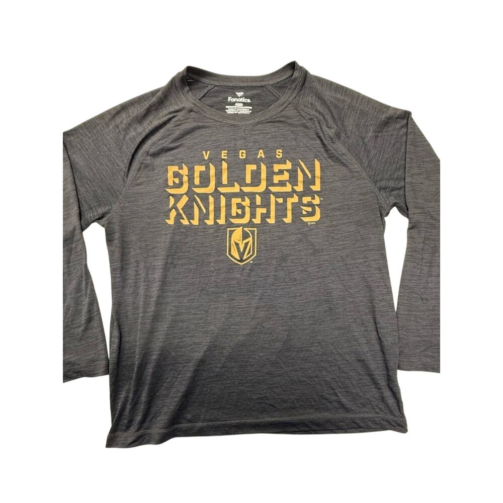 Fanatics Black Long Sleeve Vegas Golden Knights Tee with Gold Logo Men's Large